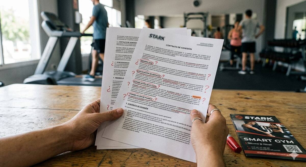 La SIC identificó cláusulas ambiguas y falta de claridad en la publicidad de Stark Smart Gym, afectando la transparencia hacia los usuarios.
Foto tomada de: IA