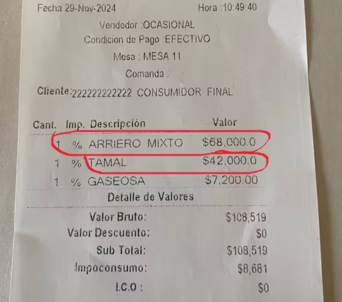 Factura de cobro excesivo en Medellín.