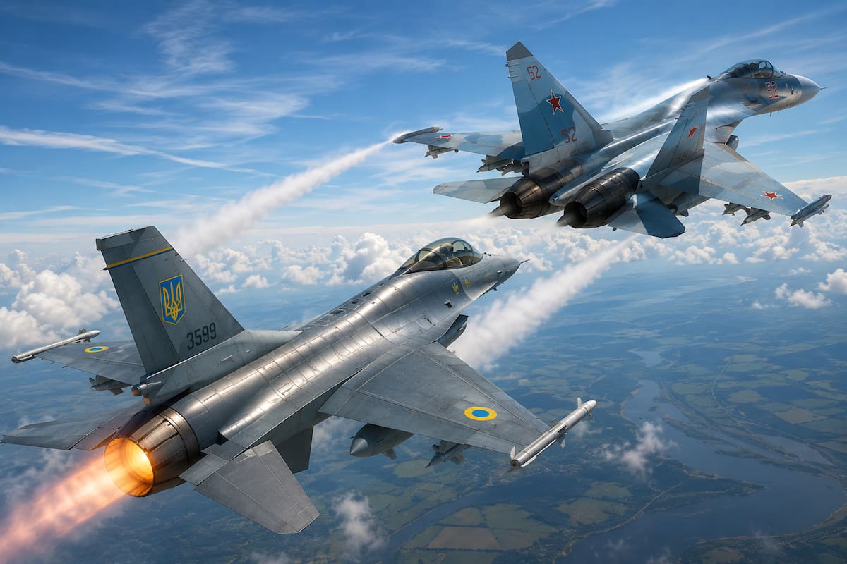 EE. UU. confirma un hecho inédito en la guerra entre Ucrania y Rusia y cambia el panorama de los combates aéreos en Ucrania. Luego que un avión F-16 fighting falcon de bandera Ucraniana derribara a un avión Caza bombardero Sukhoi Su-35 de bandera rusa.