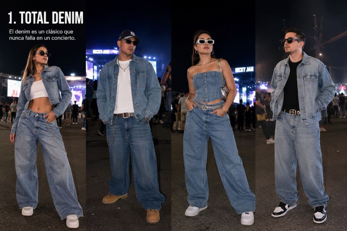Con más de 30 mil personas listas para cantar los clásicos de Nicky Jam, los fanáticos ya preparan sus mejores looks. El regreso masivo del denim total, las camisetas de fútbol vintage, las siluetas oversized y los pantalones cargo prometen dominar la noche bogotana.