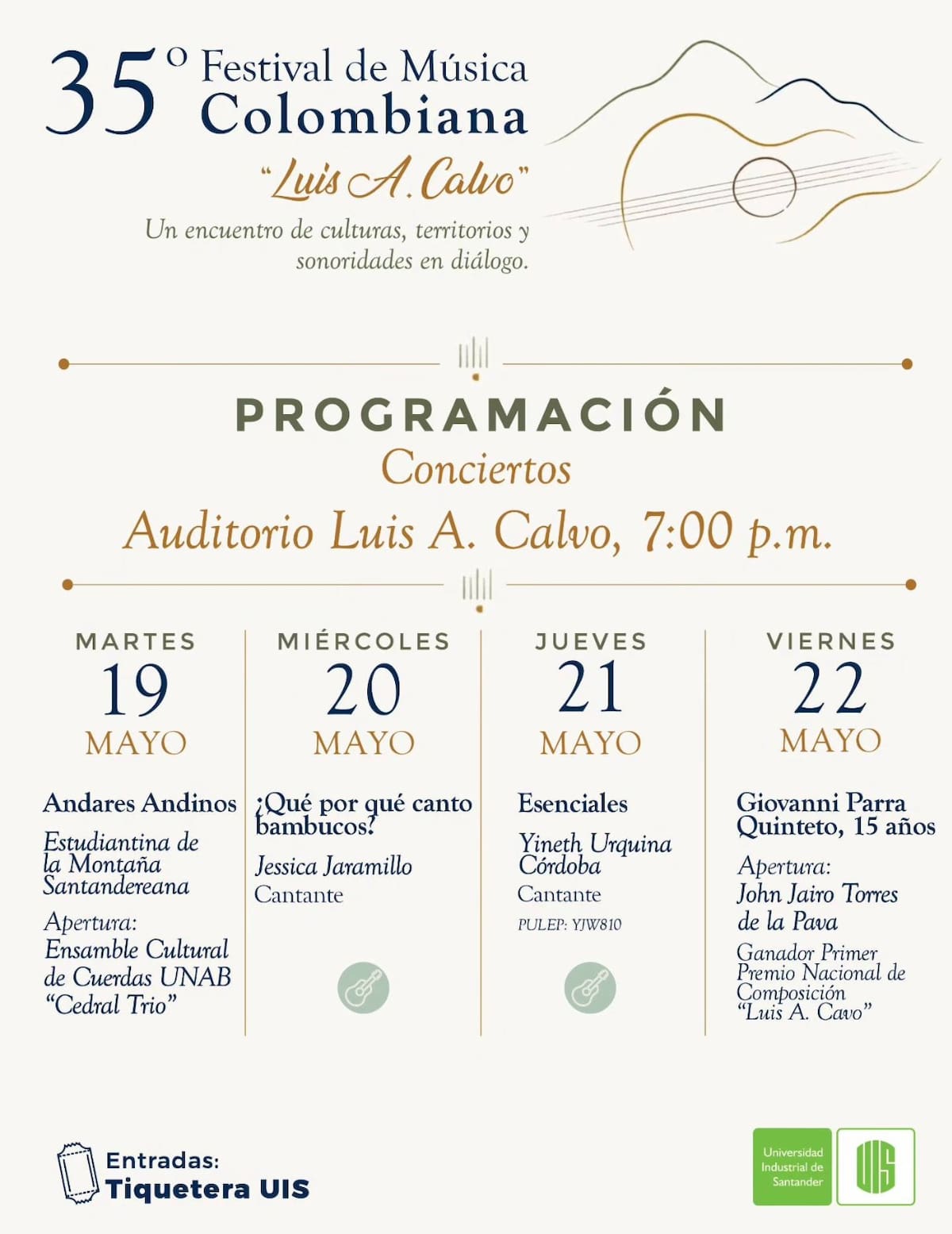 La UIS será sede de cuatro días dedicados a la música colombiana, la memoria cultural y las nuevas propuestas artísticas.