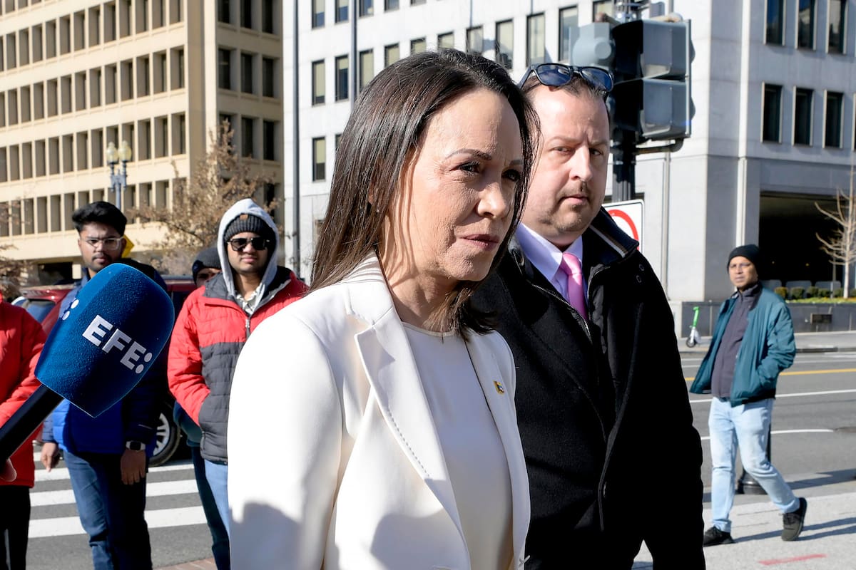 La líder opositora venezolana y Premio Nobel de la Paz, María Corina Machado, llega a la Casa Blanca este 15 de enero de 2026, en Washington (EE.UU.). EFE/ Lenin Nolly