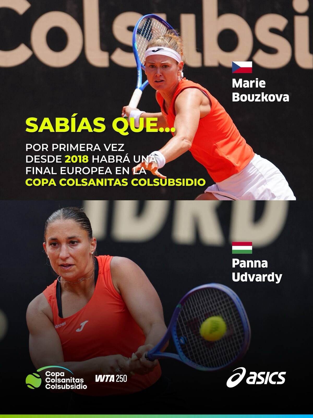 Copa Colsanitas 2026: hora y dónde ver la final entre Marie Bouzková vs Panna Udvardy. Foto: @CopaColsanitas_