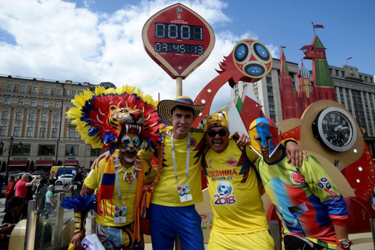 Moscú. Junio 14 del 2018. Hinchas de diversos lugares del mundo se reúnen en la capital rusa para disfrutar de la Copa Mundial de la FIFA Rusia-2018. (Colprensa - Luis Álvarez)
