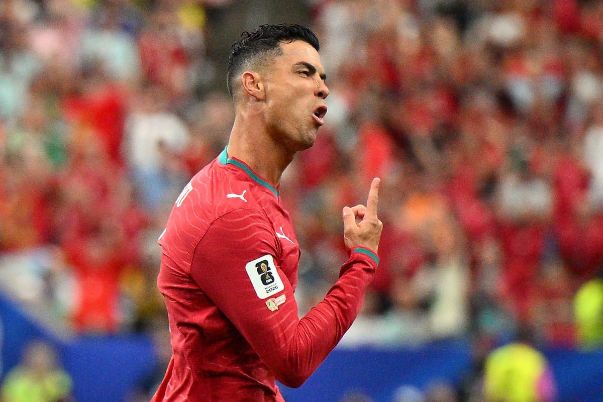 El jugador portugués Cristiano Ronaldo celebra el 1-0 durante el partido del Mundial en Houston, USA. . EFE/EPA/SAM WASSON