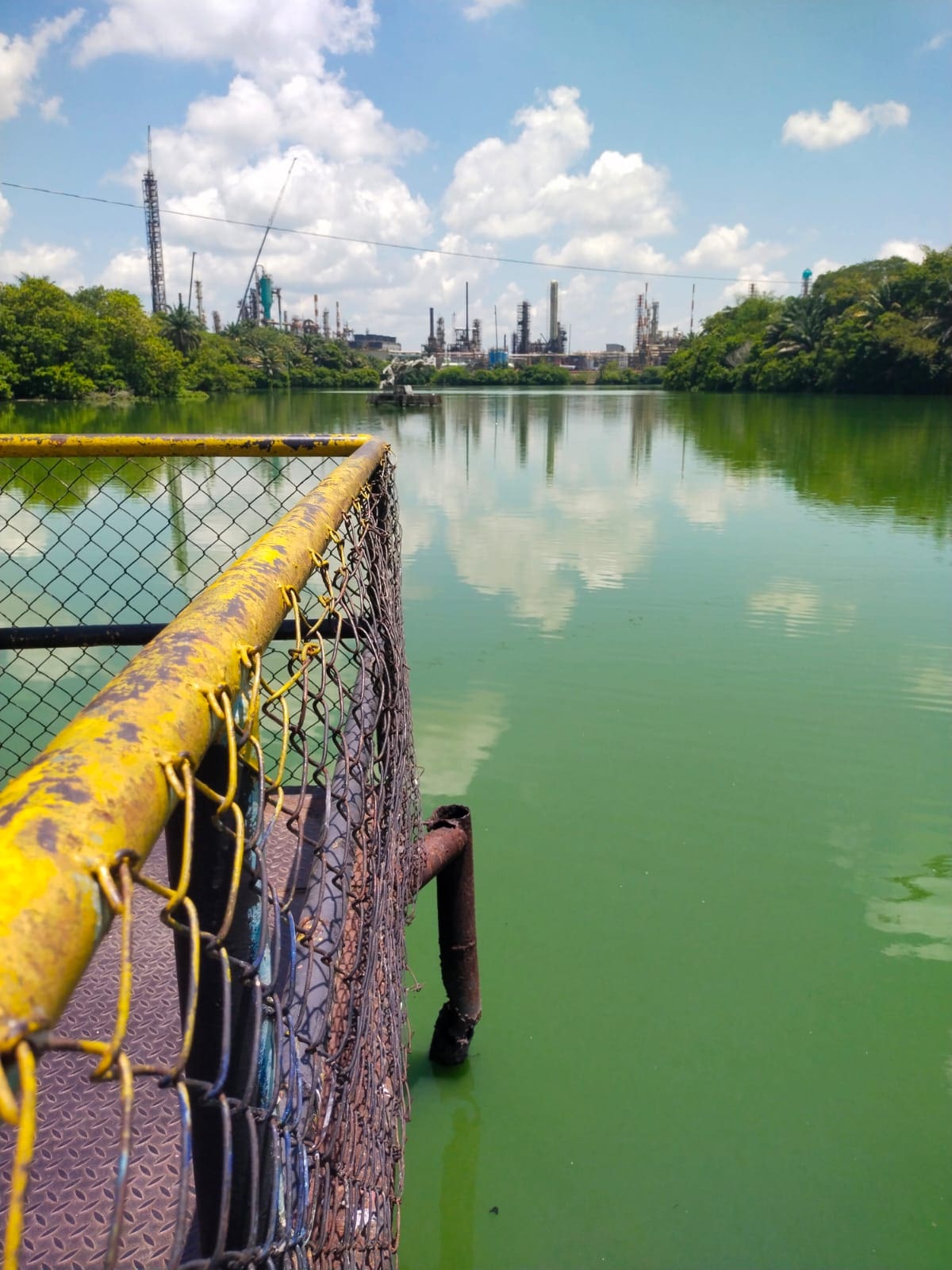 La ciénaga Miramar, el Cristo Petrolero y la refinería conforman una de las panorámicas más reconocibles de Barrancabermeja. El puente mirador, desde donde se aprecia este paisaje, presenta deterioro.
Lesly Cifuentes/Vanguardia