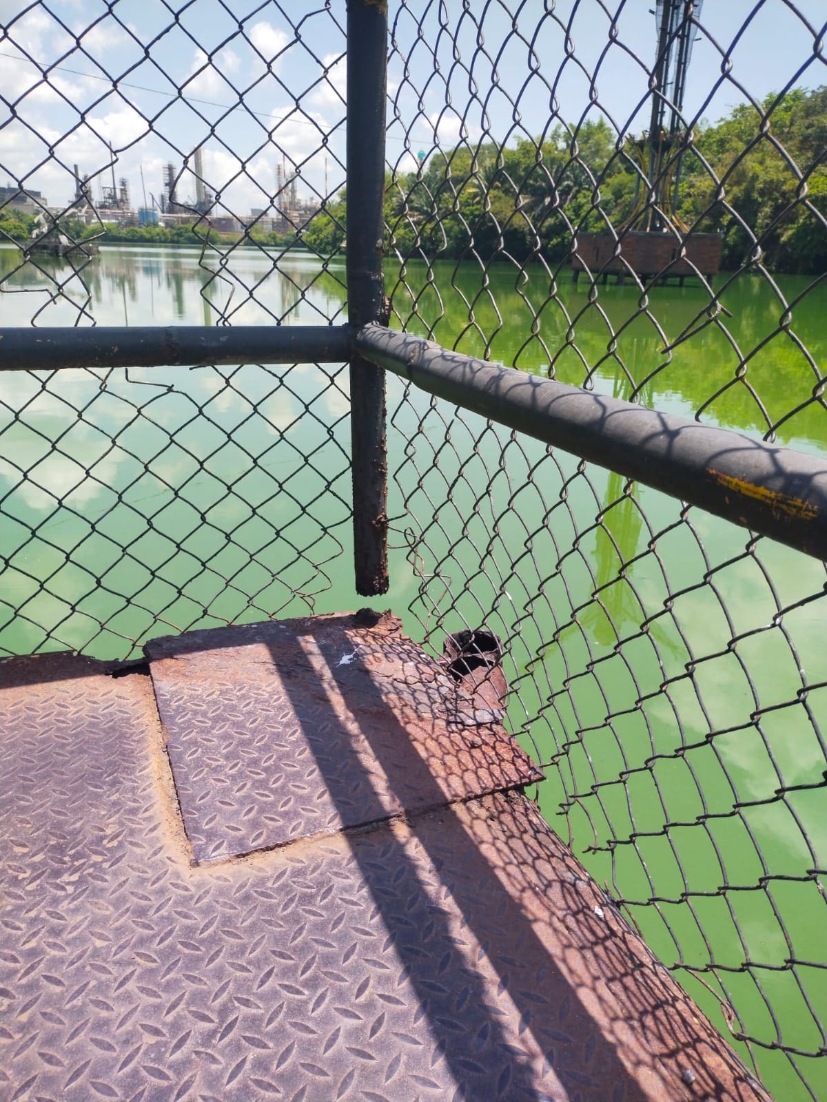 La ciénaga Miramar, el Cristo Petrolero y la refinería conforman una de las panorámicas más reconocibles de Barrancabermeja. El puente mirador, desde donde se aprecia este paisaje, presenta deterioro.
Lesly Cifuentes/Vanguardia