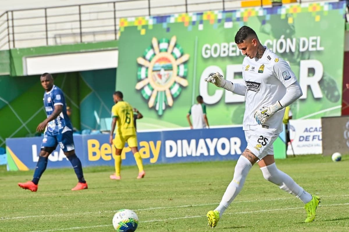 Cristopher Fiermarín, arquero del Atlético Bucaramanga, durante el partido ante Alianza F.C., por la fecha 4 de la Liga BetPlay 2026-II. Foto: Richard Dangond/Colprensa