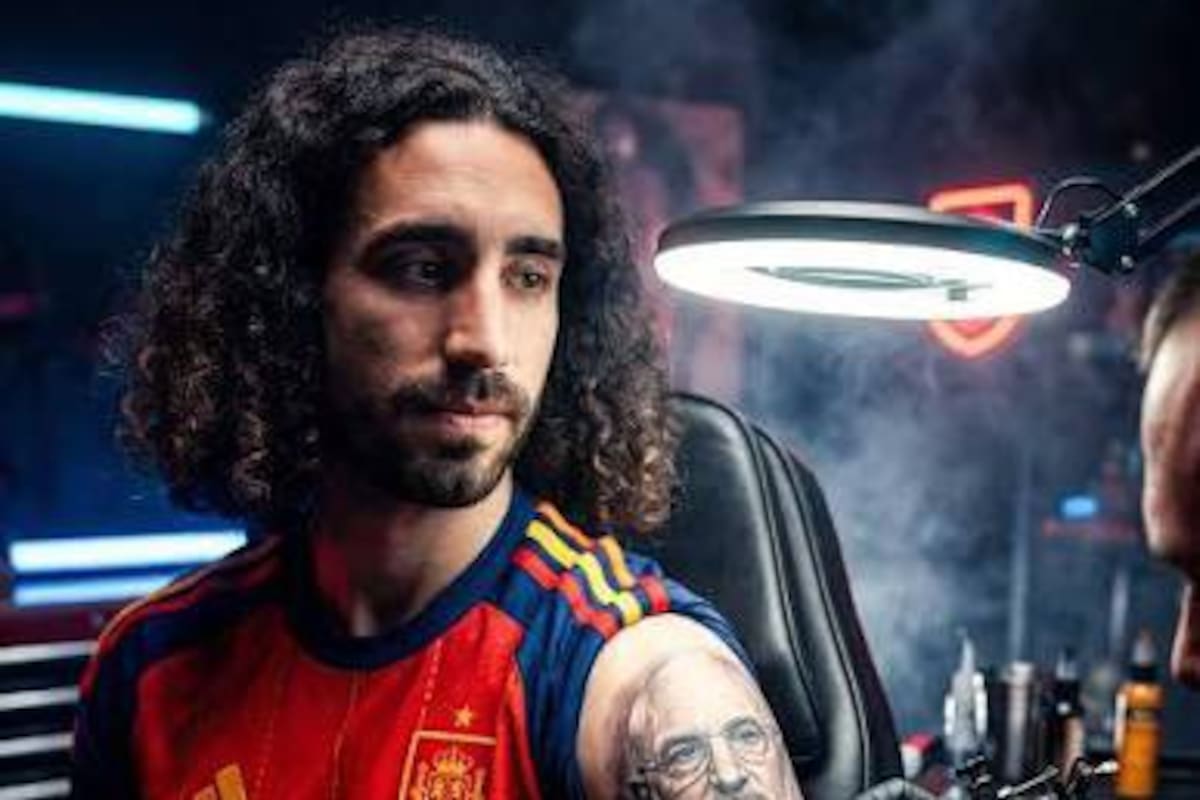 El gesto viral de Cucurella tras el título mundial: se tatuó a Luis de la Fuente. /FOTO: IA