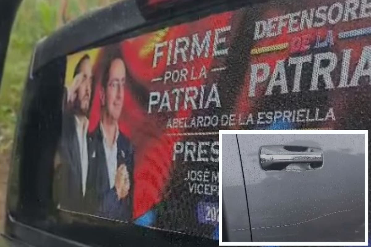Daño en vehículo que llevaba publicidad política de un candidato a la Presidencia de la República (Fotomontaje con imágenes suministradas / VANGUARDIA)