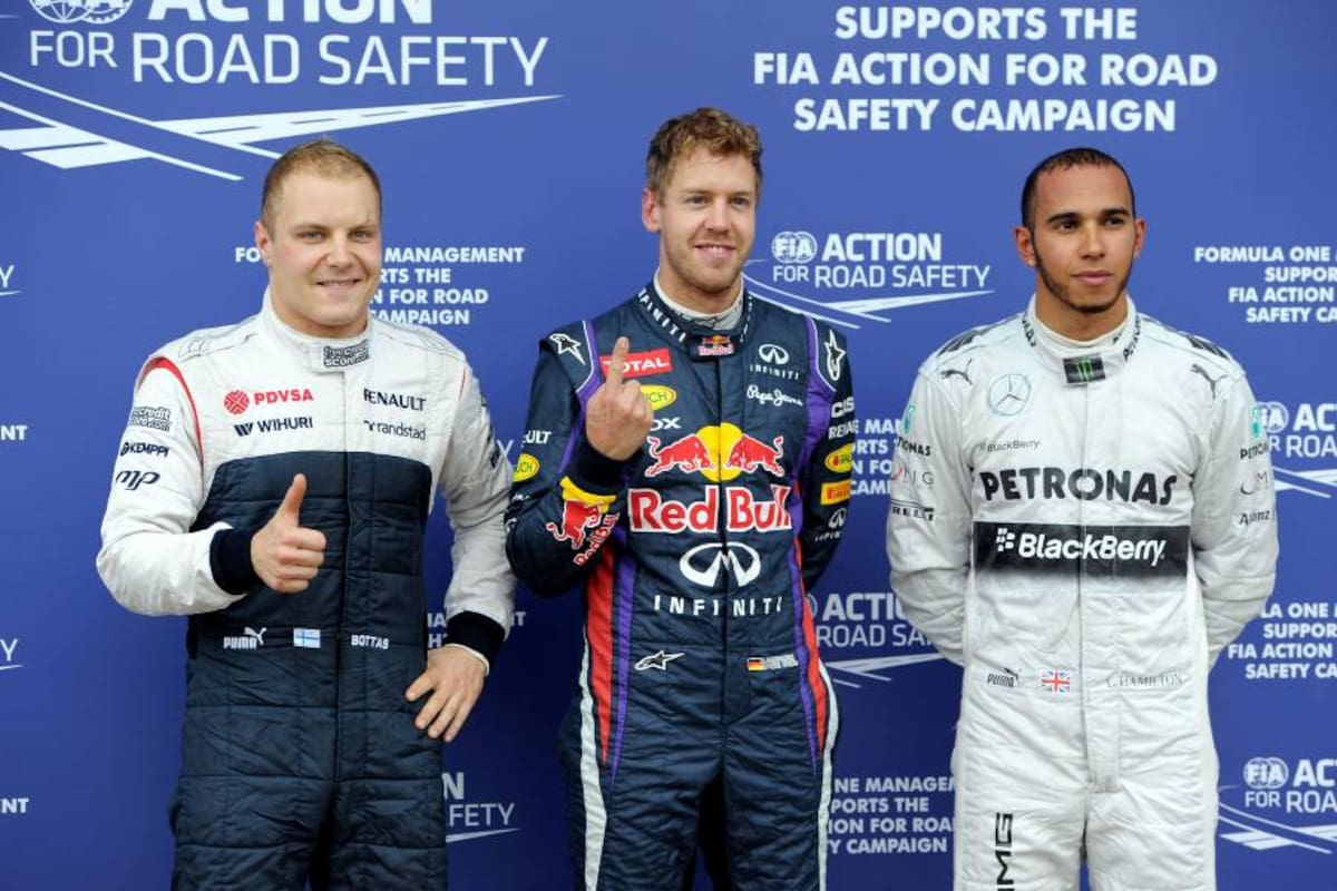 El alemán Sebastián Vettel, el inglés Lewis Hamilton y el finlandés Valtteri Botas, hicieron el 1, 2 y 3, en la clasificación de la F-1. (Foto: AFP / VANGUARDIA LIBERAL)