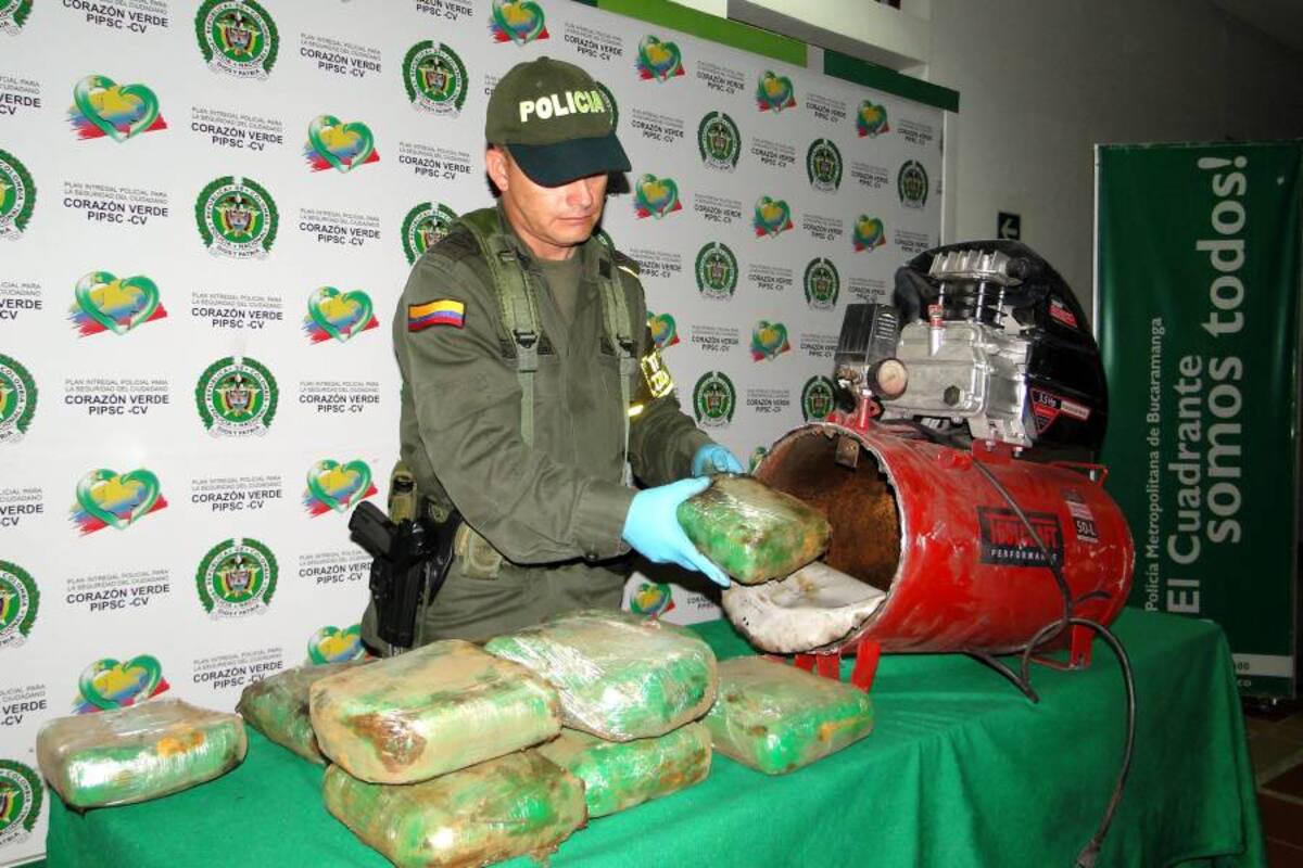 En este compresor de aire venían camuflados los 10 kilos de marihuana que habían enviado a la ciudad de Cúcuta. (Foto: Suministrada/VANGUARDIA LIBERAL )