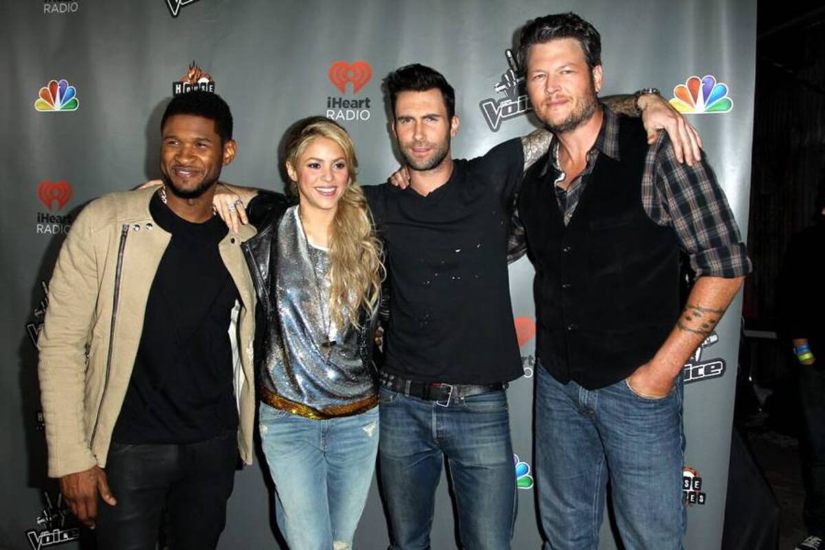 Shakira se unió a sus colegas instructores del programa ‘The Voice’, Adam Levine, Blake Shelton y Usher, en el acto de alfombra roja para celebrar a los 12 competidores finalistas del concurso de canto de la cadena de televisión NBC. (Foto: Agencias/VANGUARDIA LIBERAL )