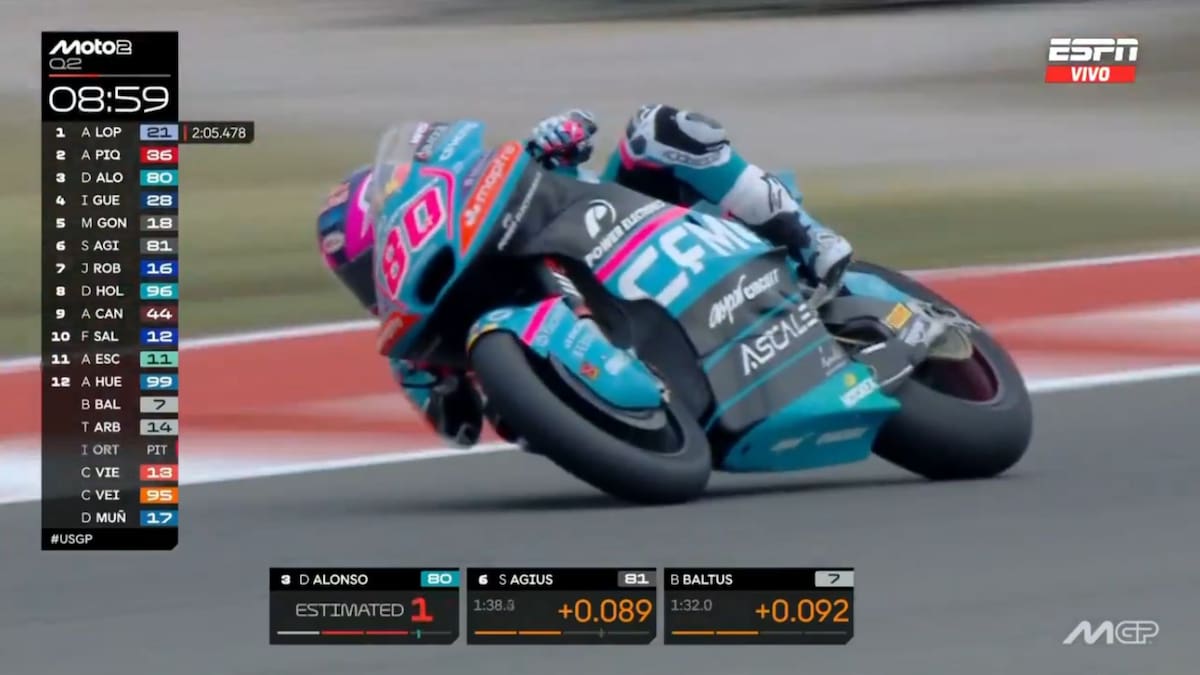 David Alonso se quedó con la pole en el Gran Premio de Estados Unidos. //Captura de pantalla ESPN.