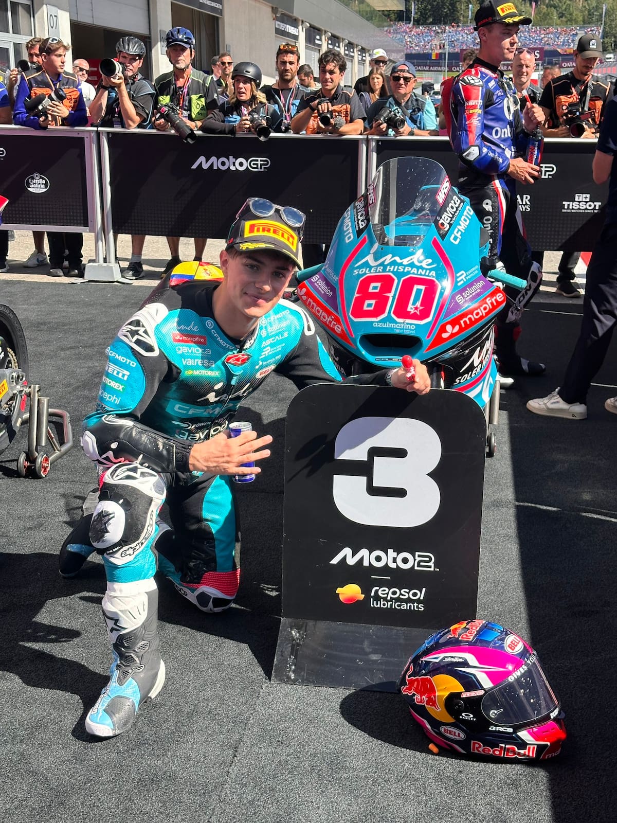 David Alonso vuelve a sonreír en Moto2: el colombiano subió al podio en el Gran Premio de Austria. Foto: Aspar