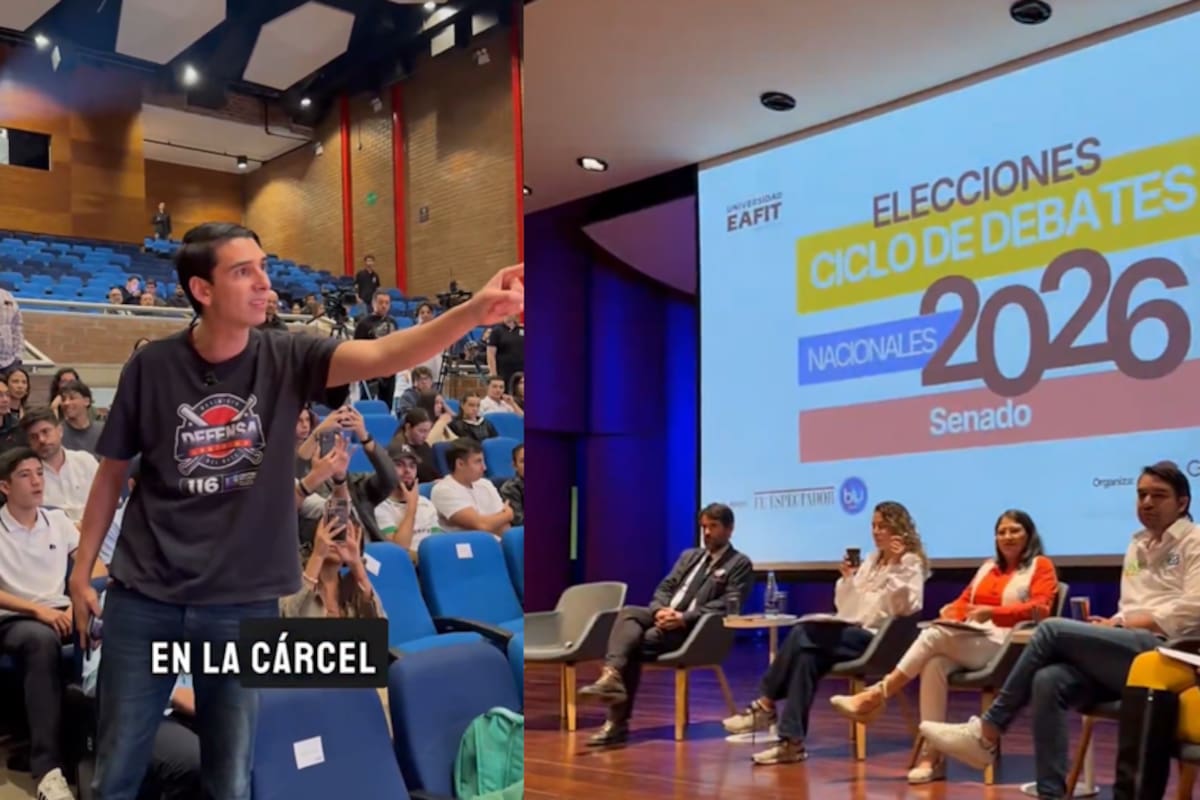 David Toledo enfrentó a Sandra Ramírez durante evento en la Eafit.
Foto: Captura de video.