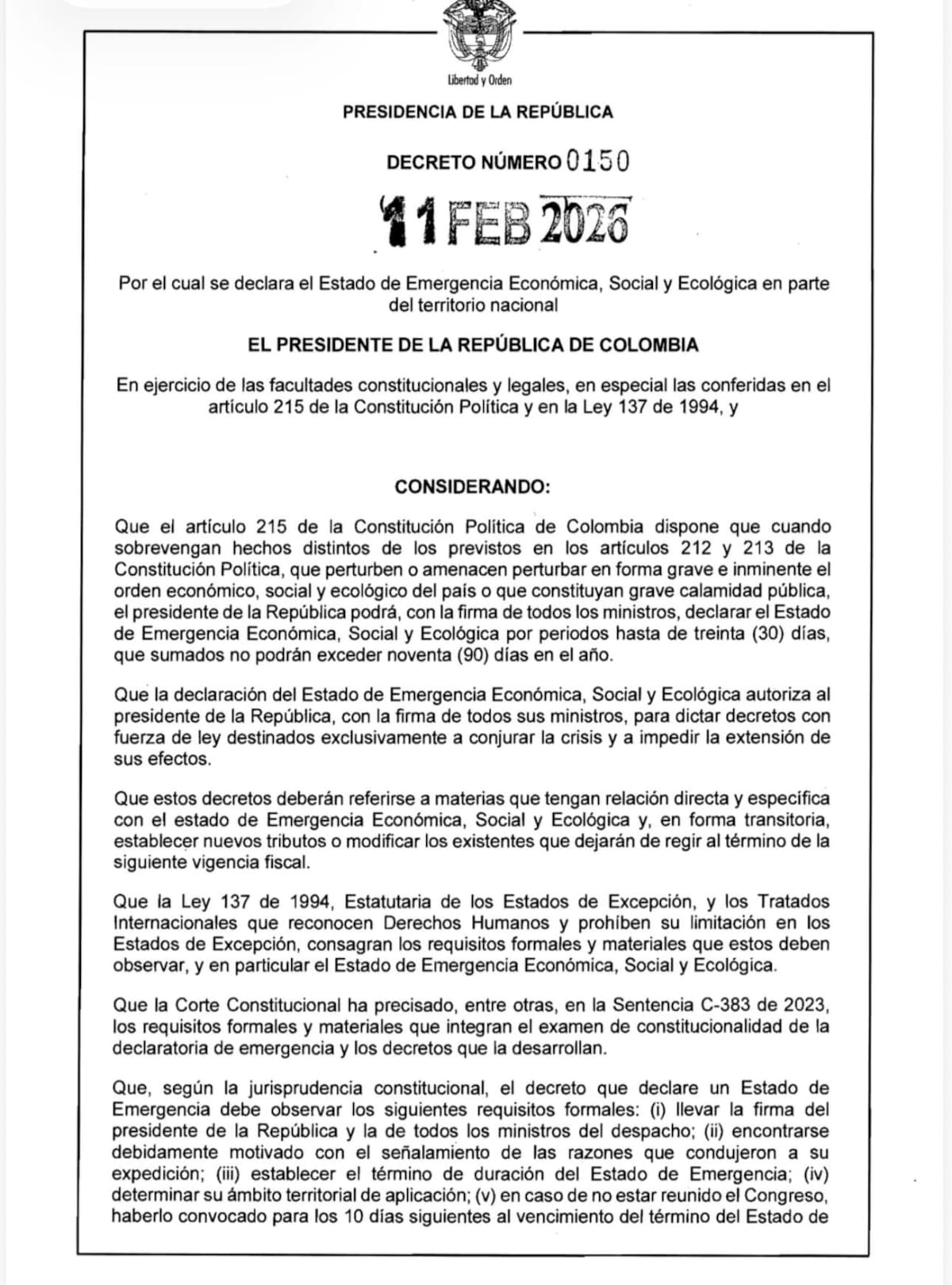 Decreto emergencia económica