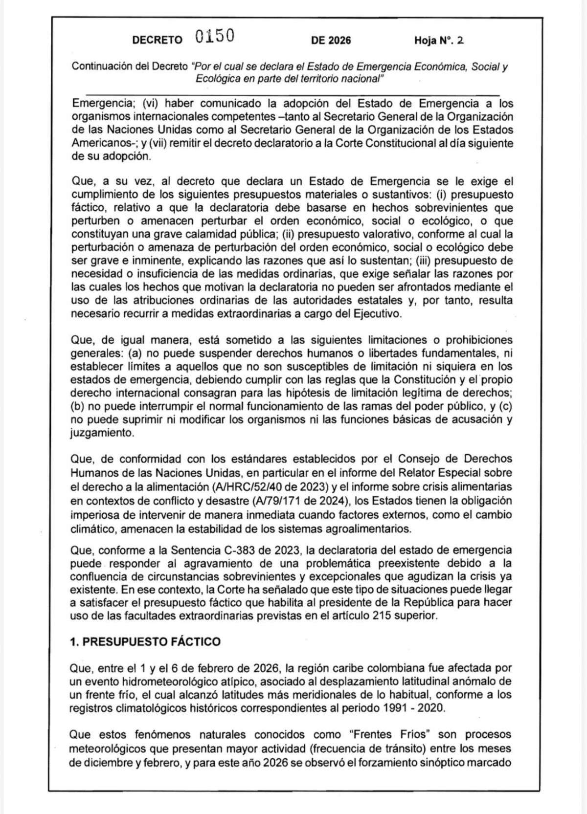 Decreto emergencia económica