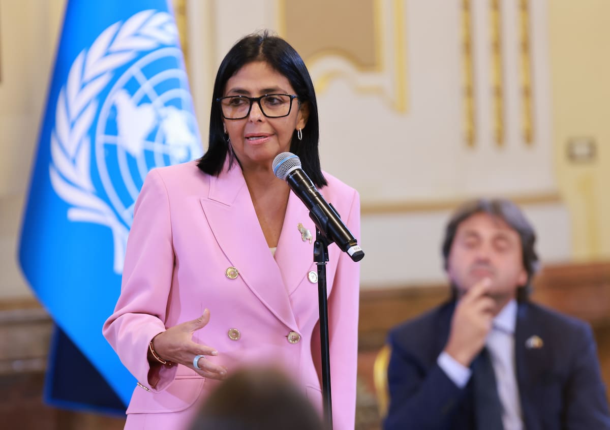 Fotografía difundida por el Palacio de Miraflores de la presidenta encargada de Venezuela, Delcy Rodríguez.