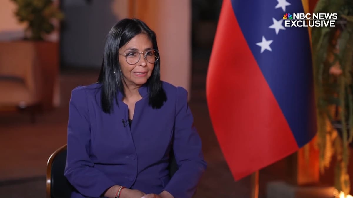 Captura de video cedida por NBC News que muestra a la presidenta encargada de Venezuela, Delcy Rodríguez, en Caracas (Venezuela). Rodríguez aseguró que la liberación de presos que lleva acometiendo Caracas desde diciembre, y que se ha acelerado tras el derrocamiento de Nicolás Maduro, no es un tema que haya sido discutido con el Gobierno del presidente estadounidense Donald Trump. EFE/ Kristen Welker / NBC News /SOLO USO EDITORIAL/ NO VENTAS/ SOLO DISPONIBLE PARA ILUSTRAR LA NOTICIA QUE ACOMPAÑA (CRÉDITO OBLIGATORIO)