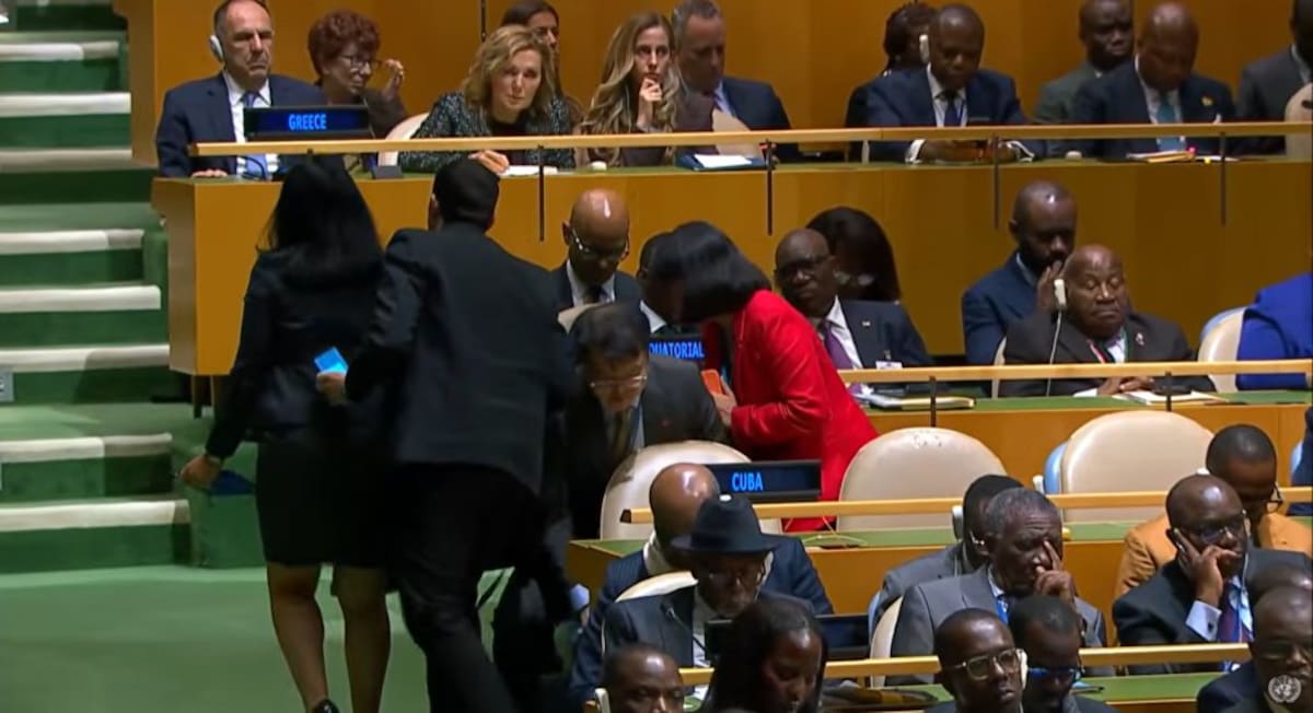 La delegación de Cuba abandona la asamblea cuando el presidente de Estados Unidos dice que "Cuba es un Estado absolutamente fallido". Foto: @NoticiasONU