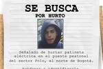 Policía de Bogotá busca a ladrón de patineta eléctrica captado en video