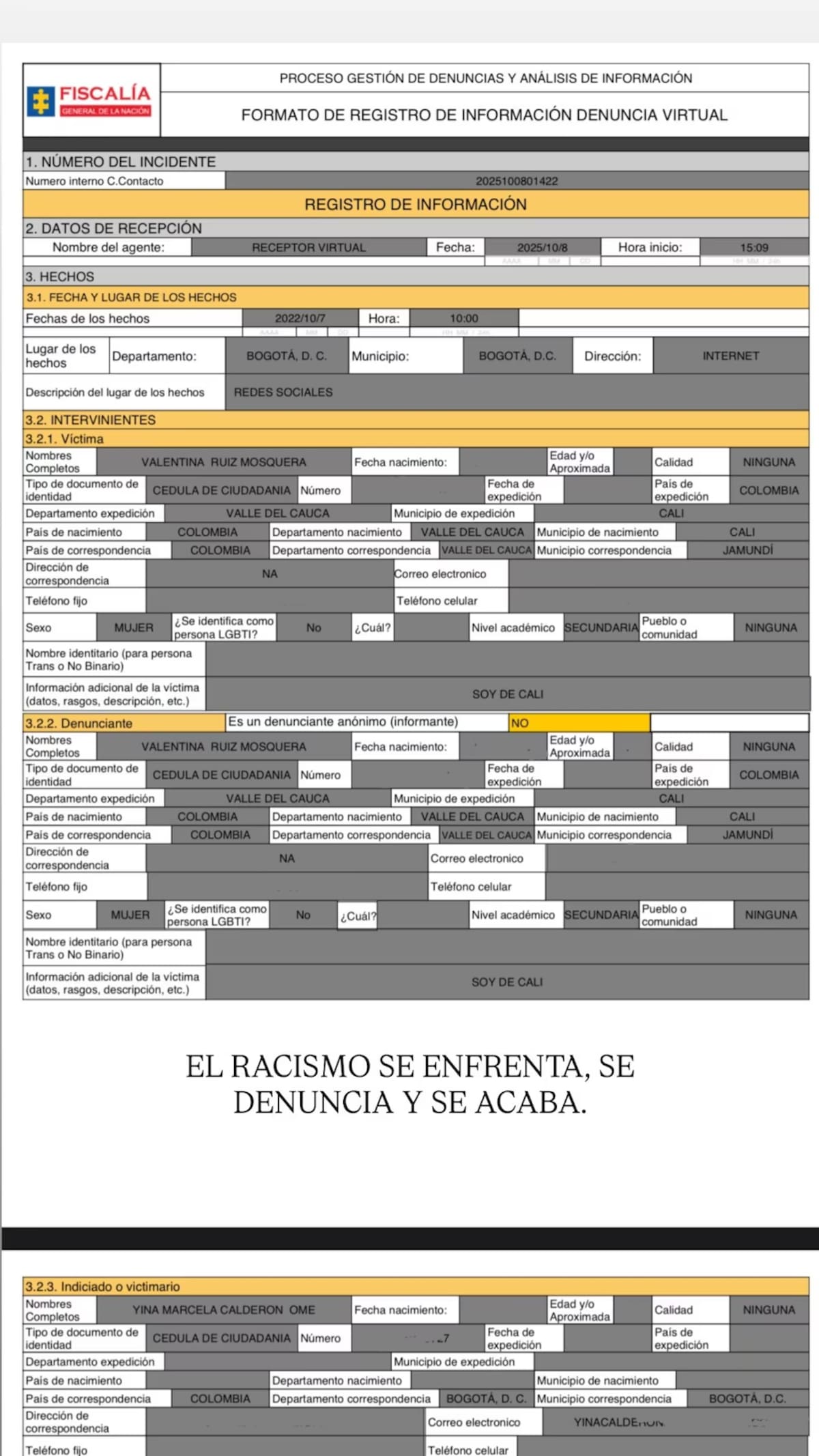 Demanda de La Jesuu contra Yina Calderón.