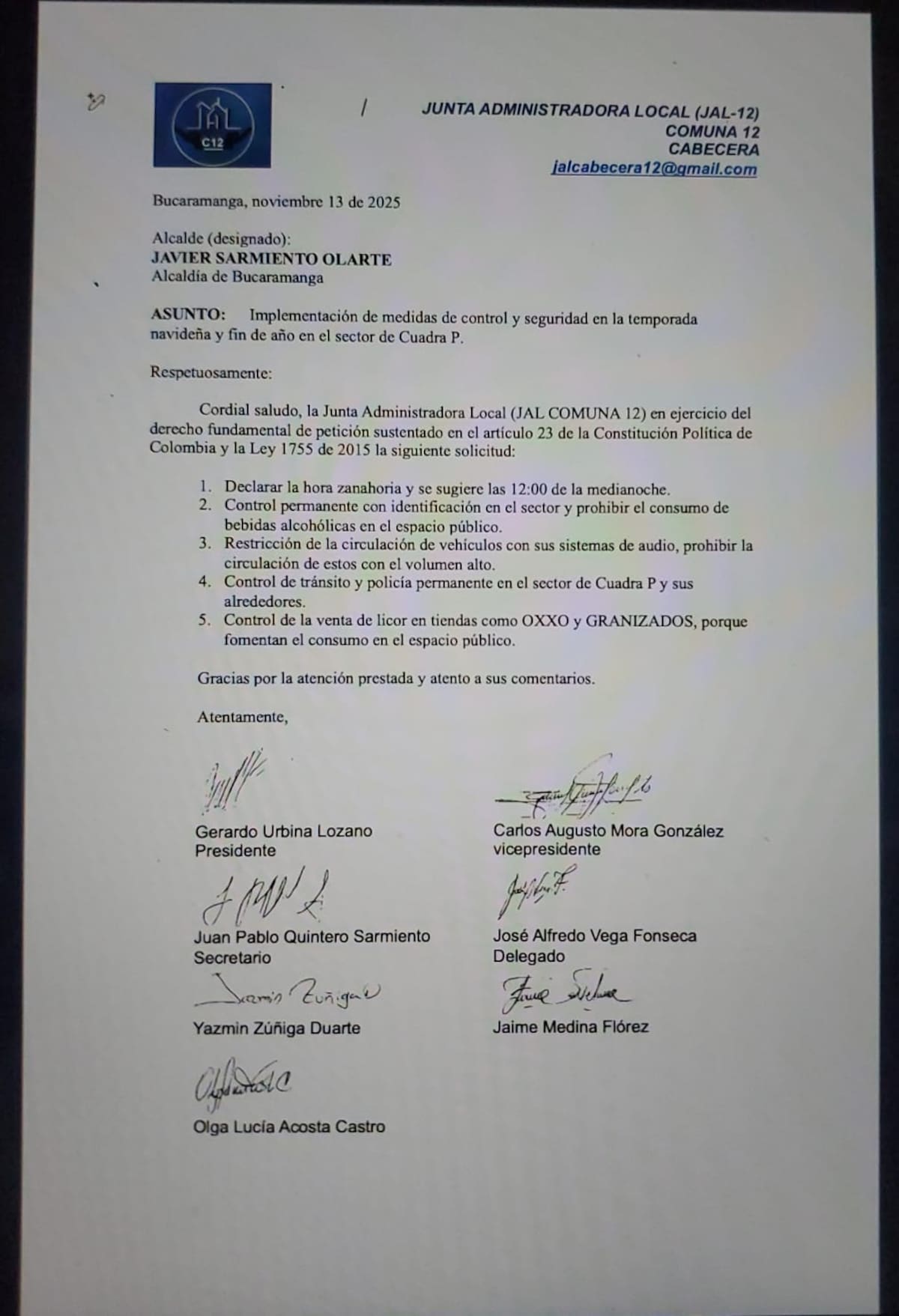 Cabecera protesta