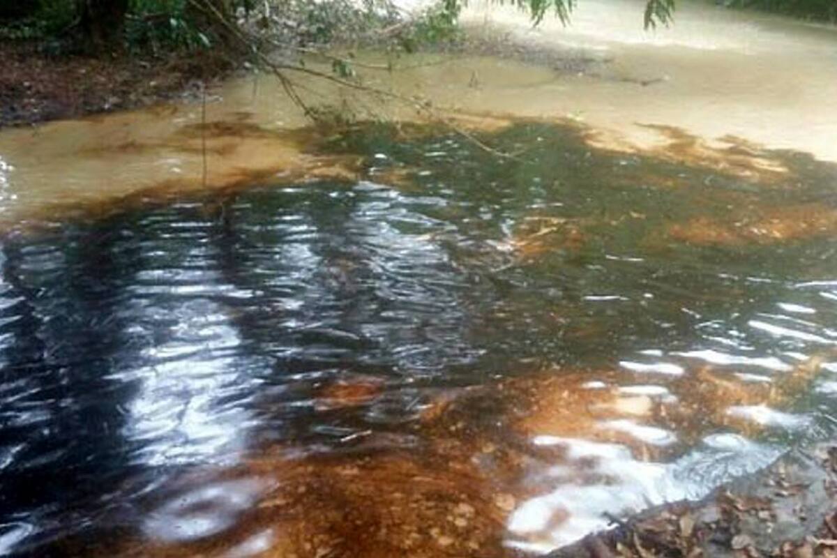 La autoridad ambiental acudió al lugar tras el reporte de la comunidad sobre un derrame de crudo en una fuente hídrica. (Foto: Suministrada/VANGUARDIA LIBERAL)