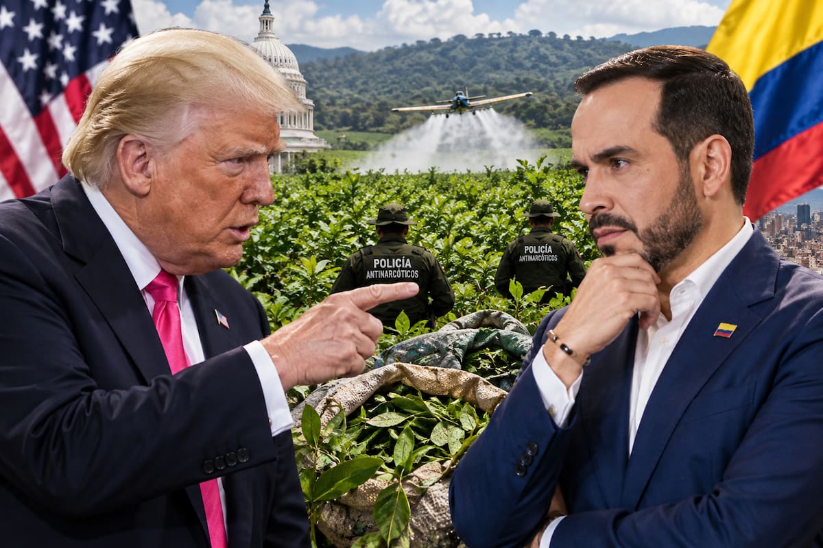 Washington cuestionó los resultados del periodo anterior, pero destacó el compromiso del nuevo Gobierno colombiano con la lucha contra el narcotráfico. Foto generada con IA