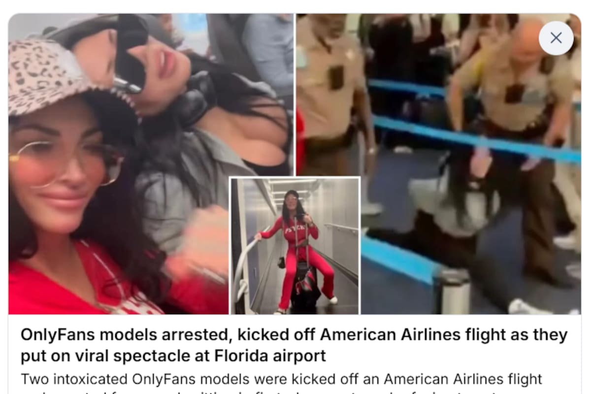 Dos modelos de OnlyFans fueron escoltadas fuera de un avión y arrestadas en el aeropuerto de Miami.