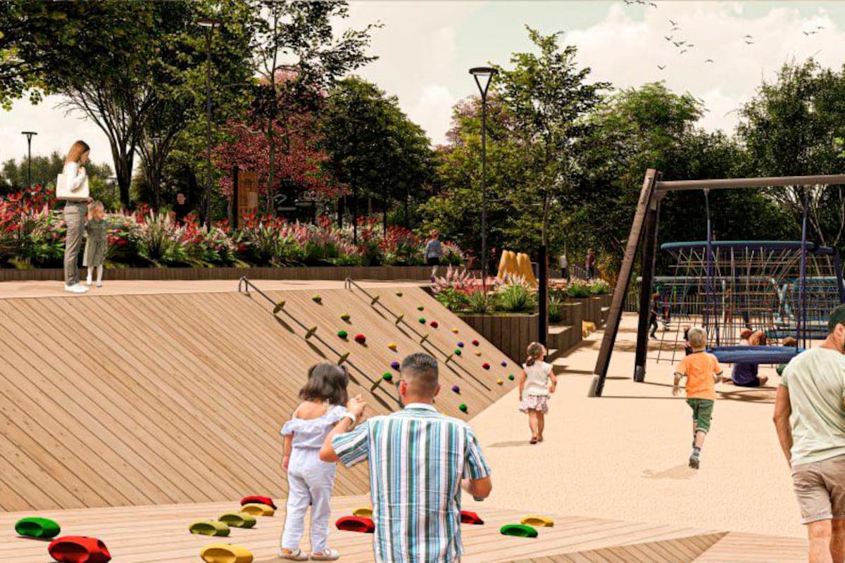 En total se diseñaron 13 zonas de recreación, descanso y esparcimiento, entre las cuales se incluyeron áreas de gimnasia para adultos mayores y ciudadanos en general. (Foto: proyecciones digitales Alcaldía de Bucaramanga / VANGUARDIA)