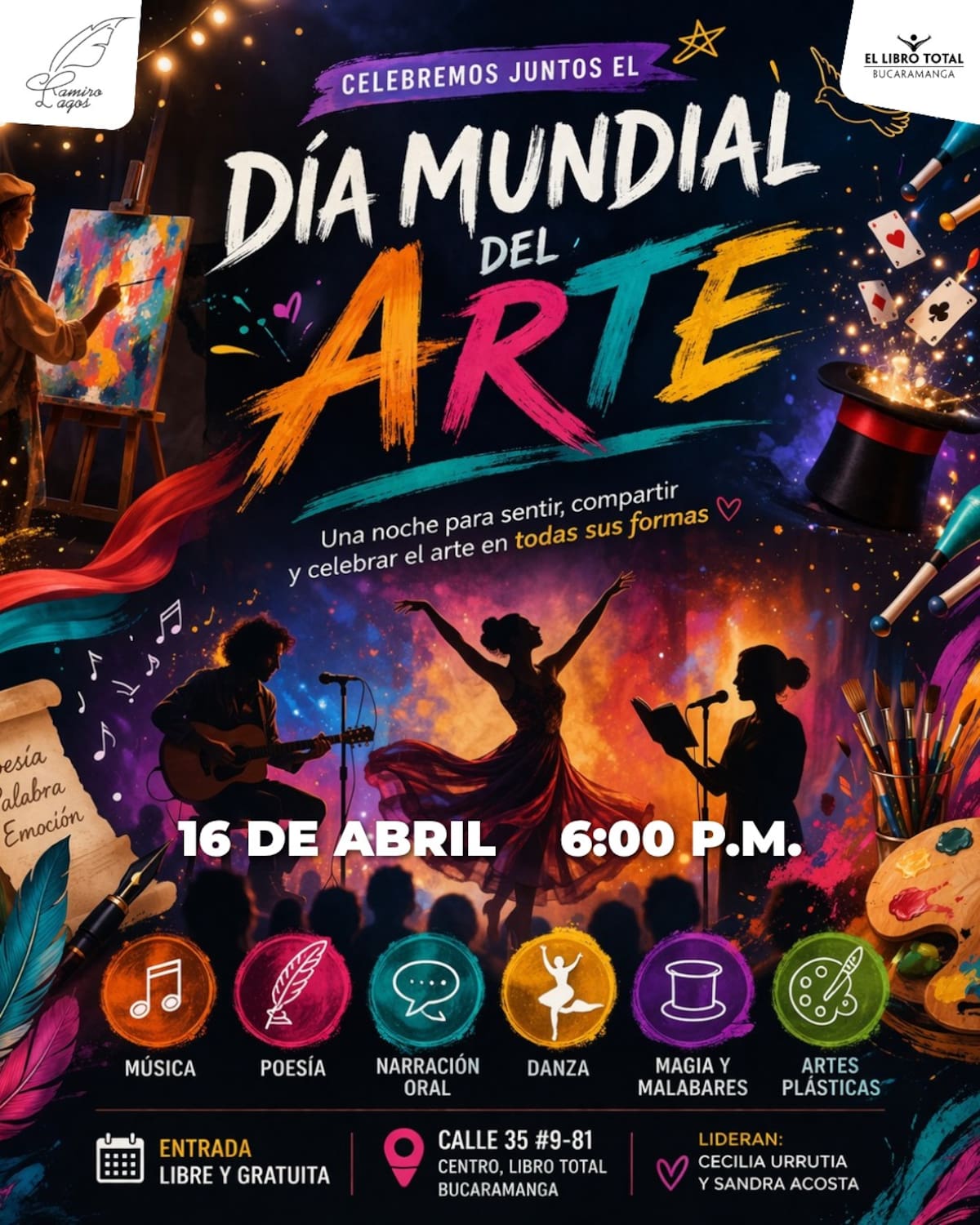 Bucaramanga vivirá una noche dedicada al arte con presentaciones de música, danza, poesía y más.