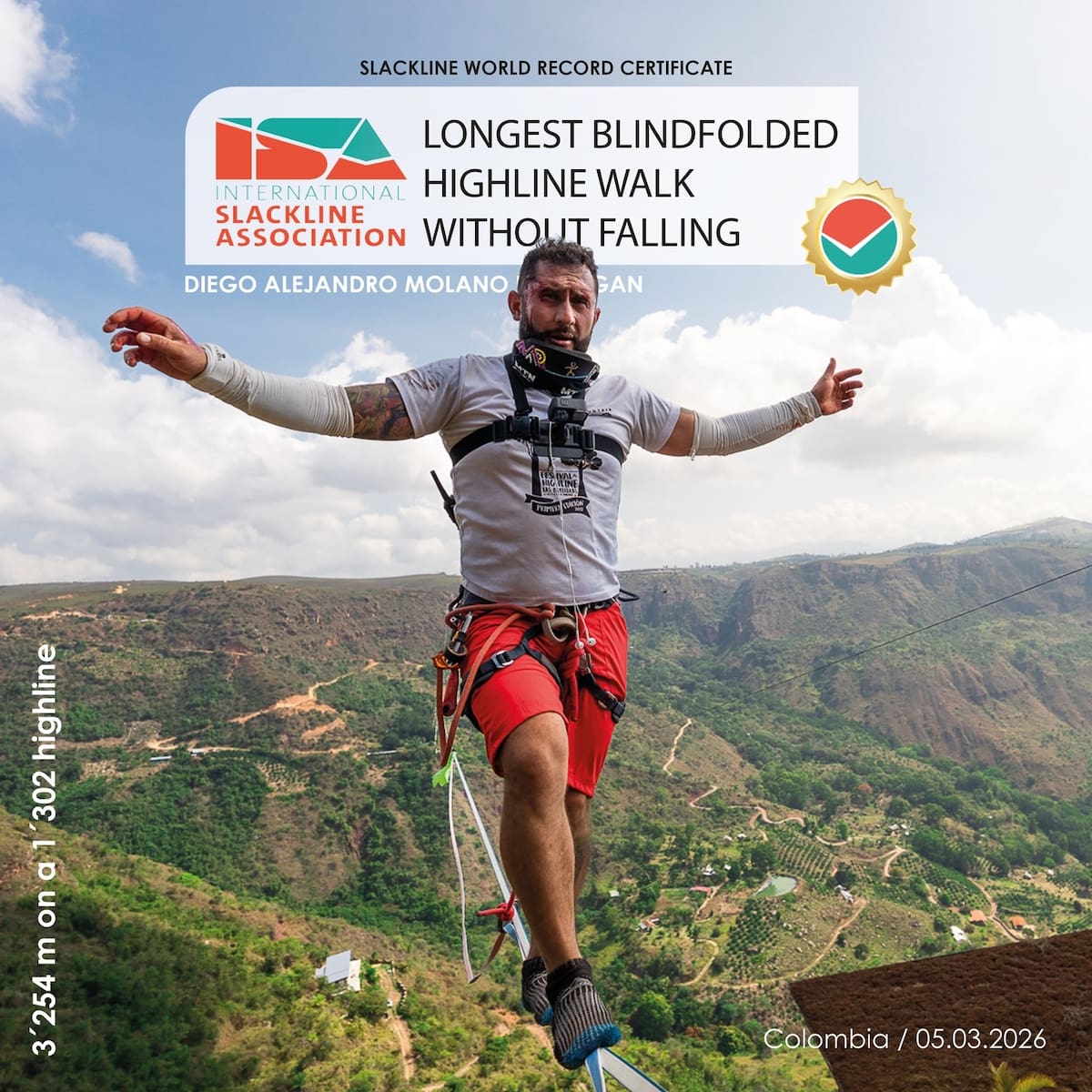 Diego Alejandro Molano hace historia: récord mundial en el Chicamocha caminando a ciegas más de 3 kilómetros. Foto: Facebook/Diego Molano