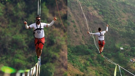 Histórico: colombiano logra récord mundial caminando con los ojos vendados sobre el Cañón del Chicamocha