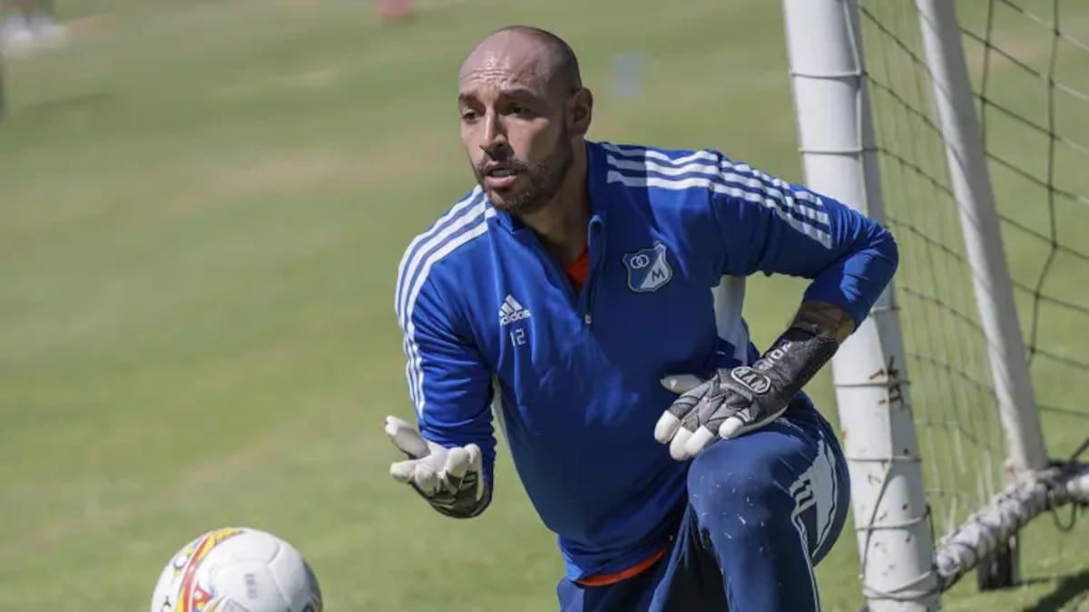 Diego Novoa, guardameta de Millonarios FC.Foto: Twitter de Millonarios.