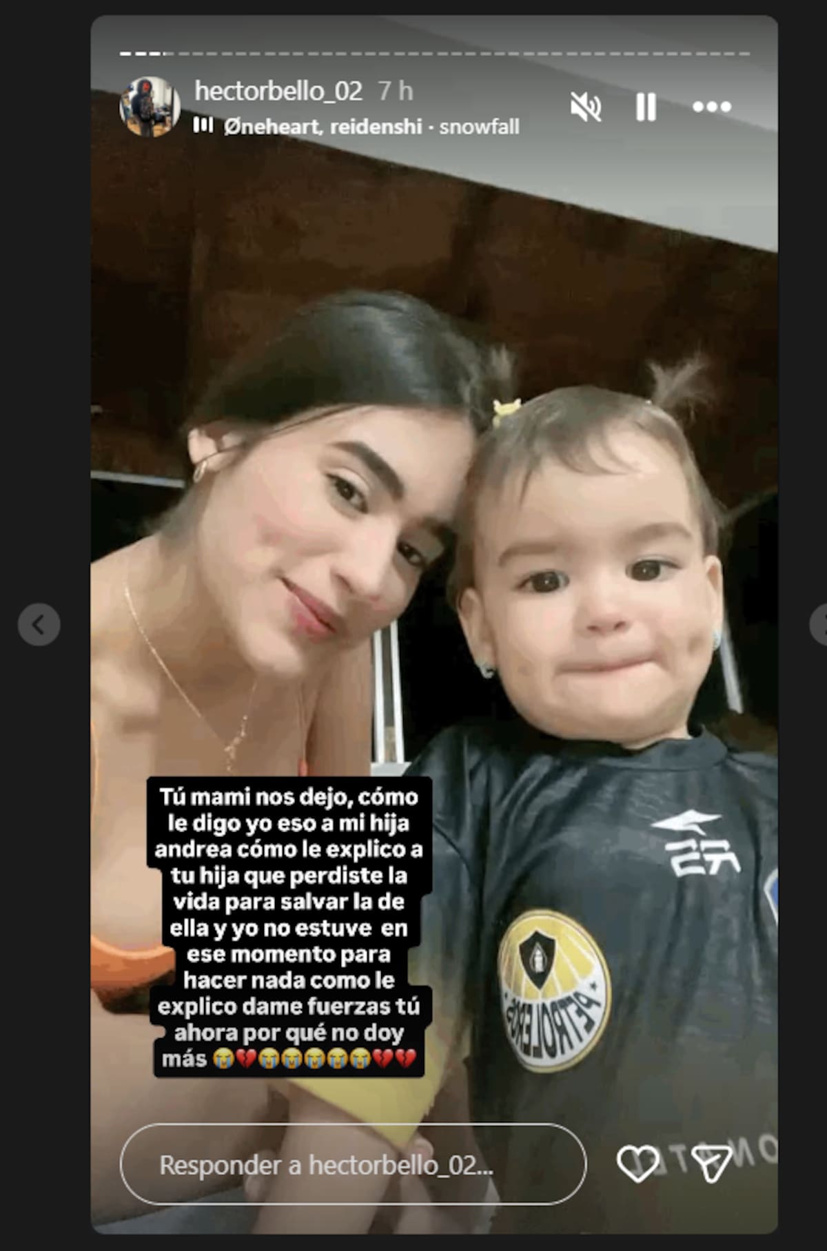 La menor sobrevivió al colapso del edificio gracias al acto de valentía de su madre. El caso ha generado miles de mensajes de solidaridad. | Foto. Tomada de Instagram @hectorbello_02