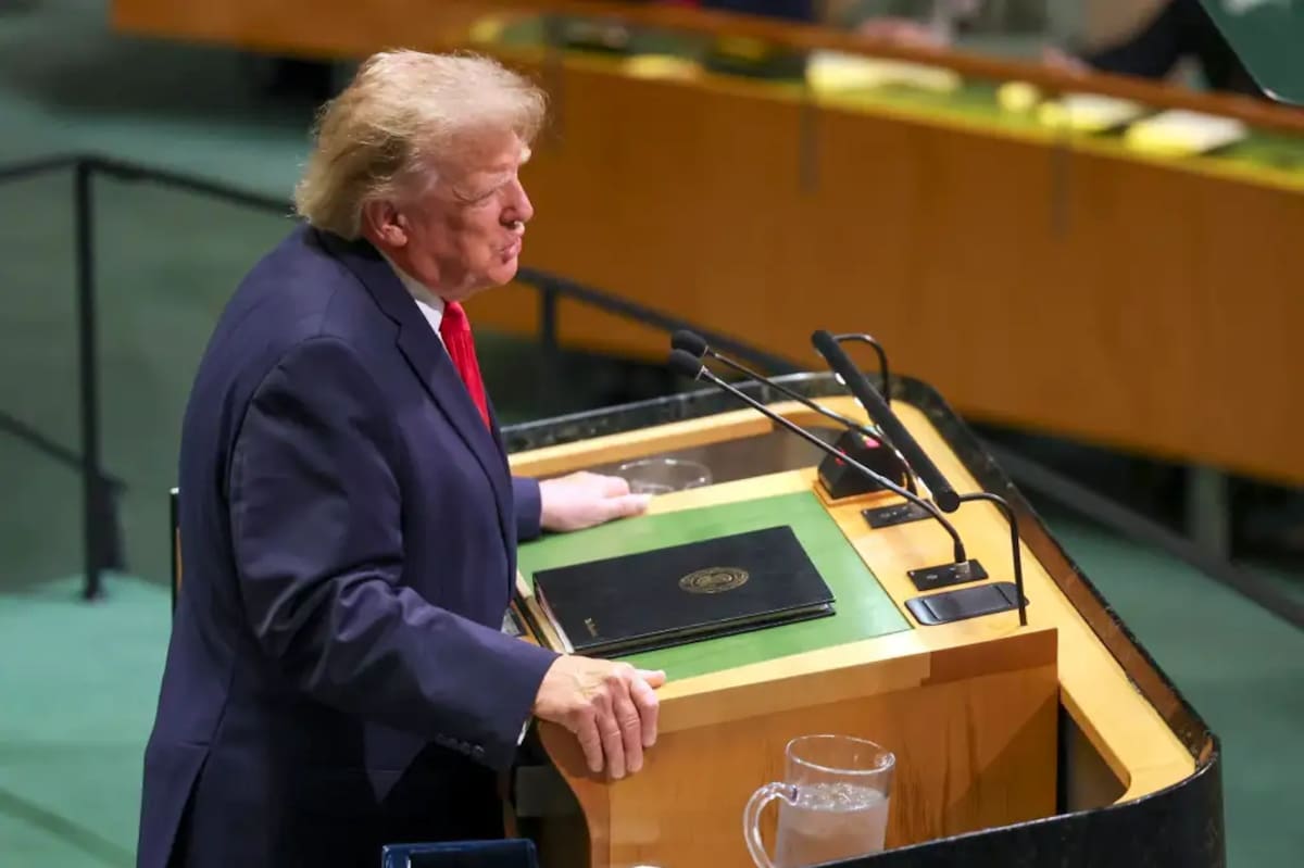 El presidente Donald Trump da un discurso ante la Asamblea General de la ONU en Nueva York. Foto: EFE - SARAH YENESEL