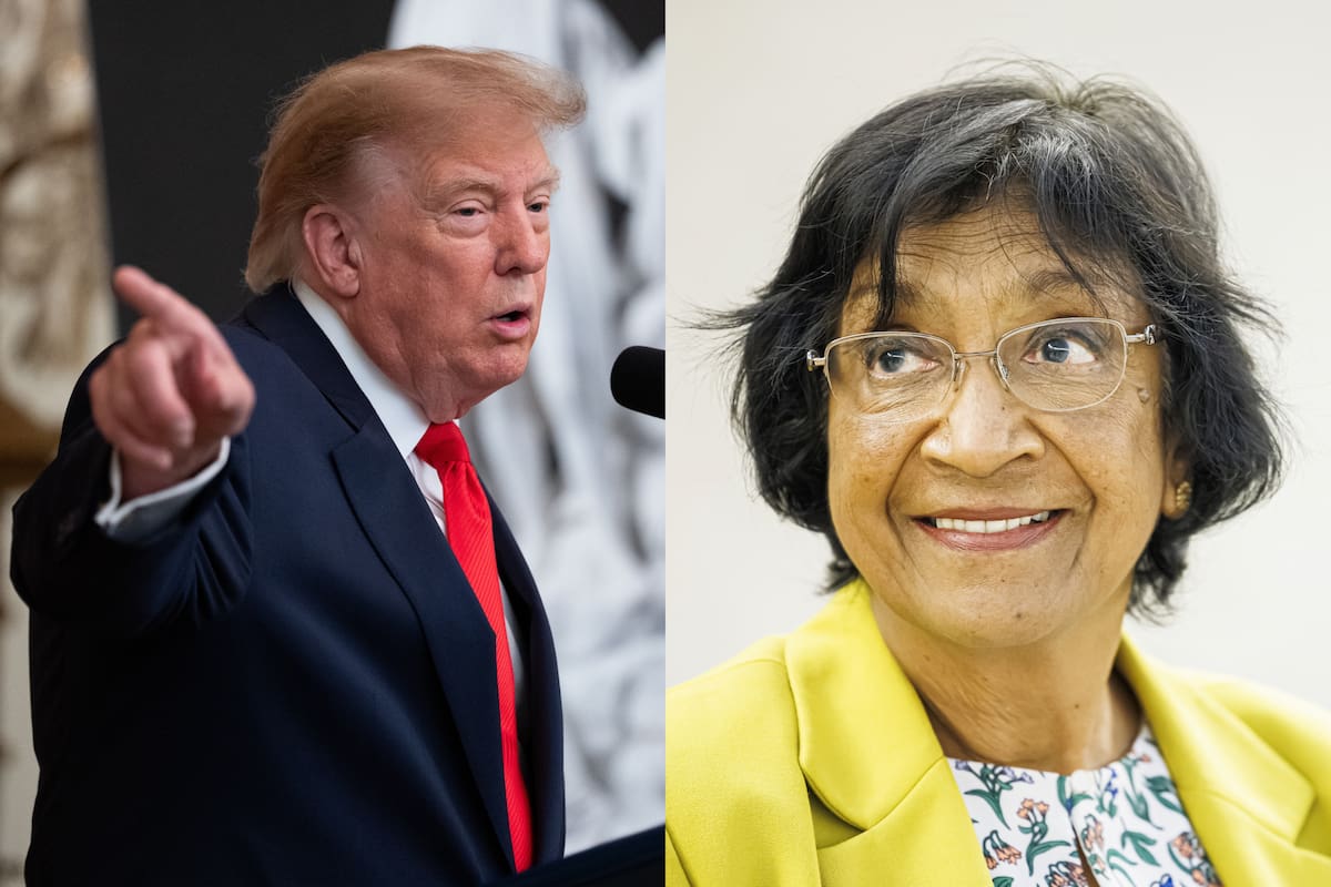 El presidente de Estados Unidos, Donald Trump, junto a la ganadora del Premio Nobel de Paz, Navanethem "Navi" Pillay. // Fotos: EFE.