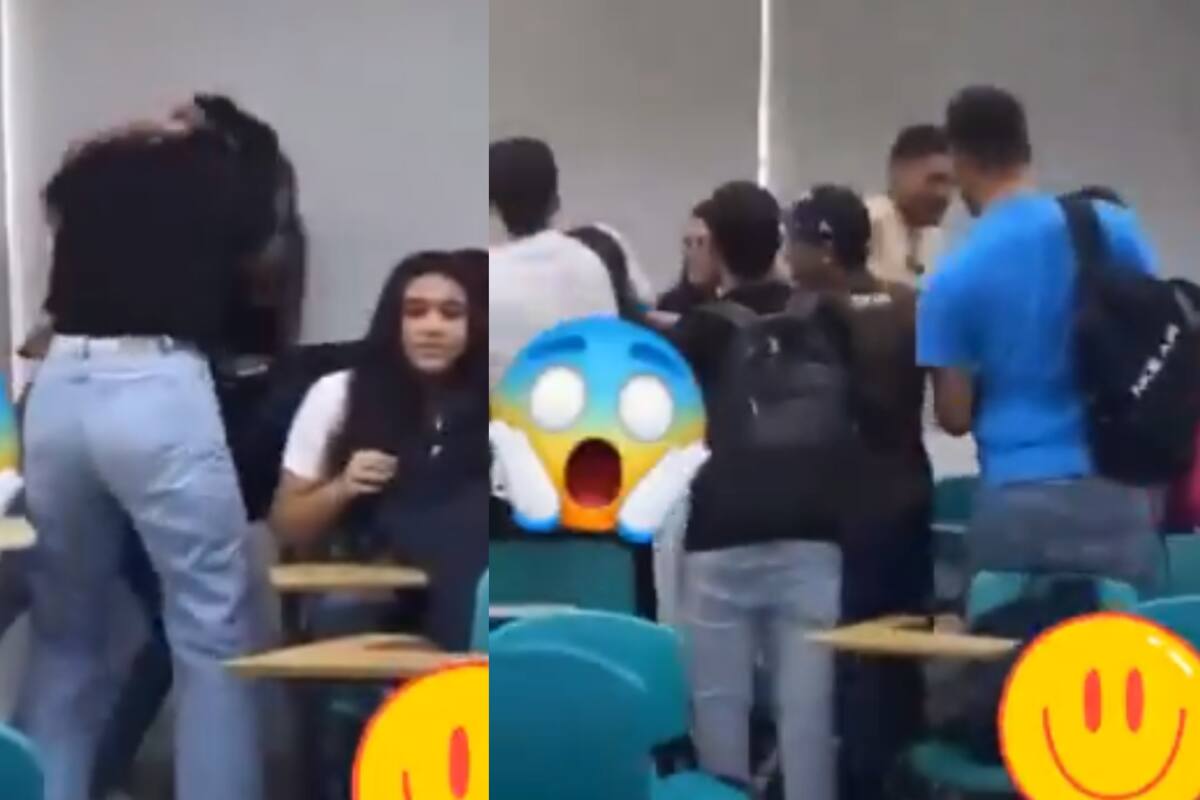 Dos estudiantes se enfrentaron en plena clase en la Universidad Andina, en Valledupar. / Capturas de pantalla