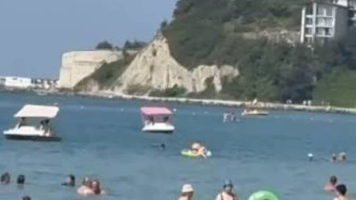 La explosión de un dron provocó escenas de pánico entre los bañistas en una playa del mar Negro, en Rusia.