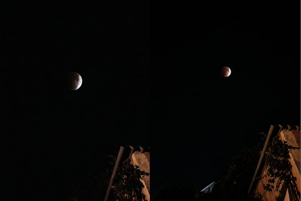 Eclipse en su transición en la noche de Colombia Foto: Sari Campo