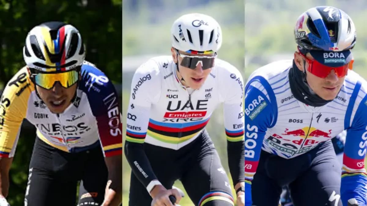 Egan Bernal, Tadej Pogacar y Remco Evenepoel. Foto: Redes sociales