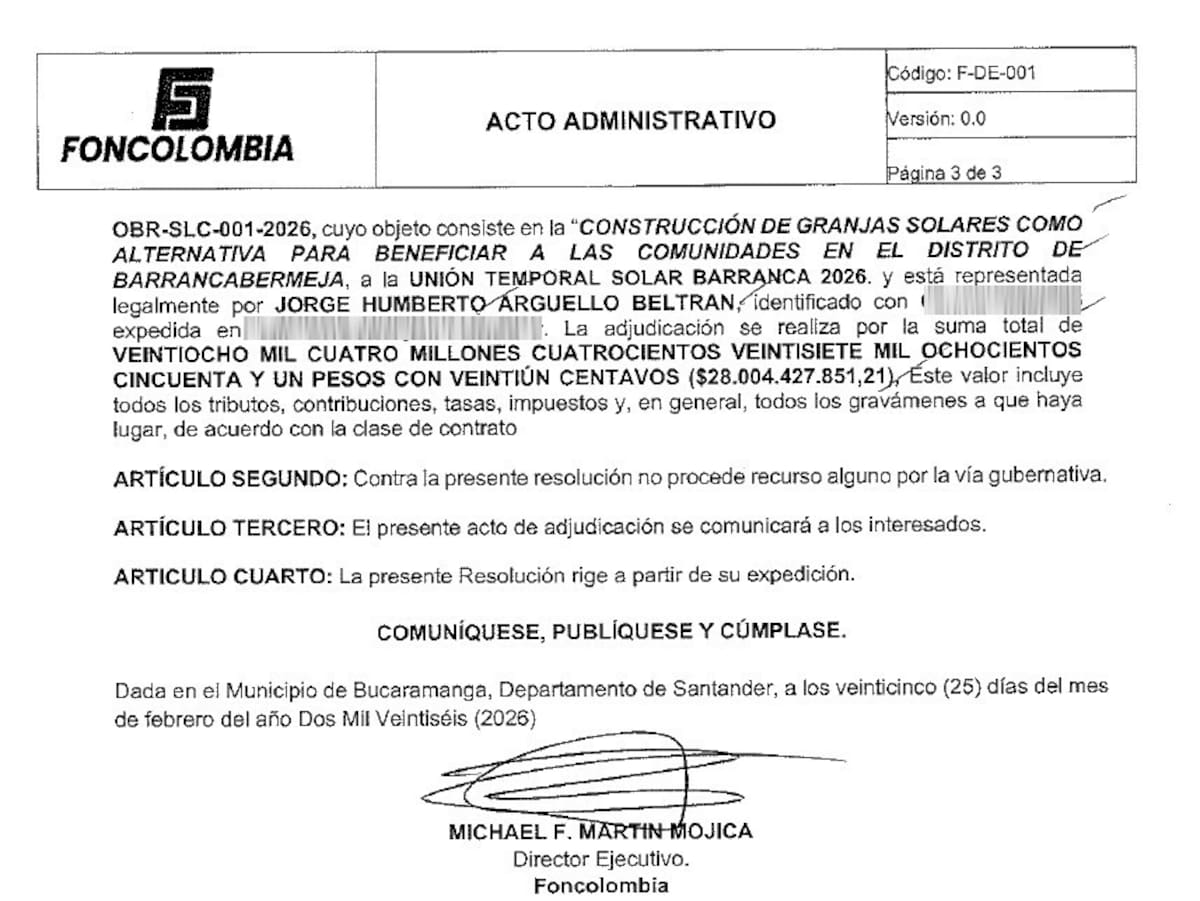 El acuerdo terminó en manos del polémico contratista Jorge Humberto Argüello Beltrán, más conocido como ‘Bachiller’.