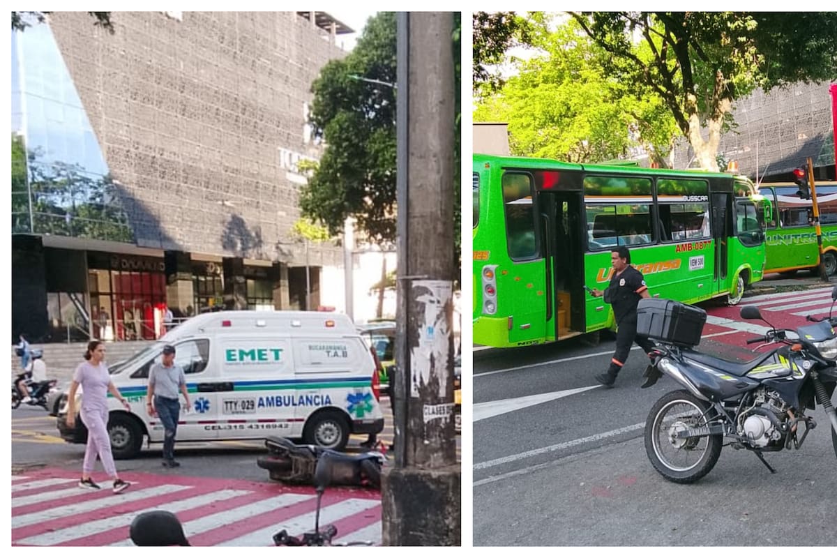 El bus de servicio público terminó subido sobre el separador tras el fuerte accidente en la carrera 33 con calle 42.