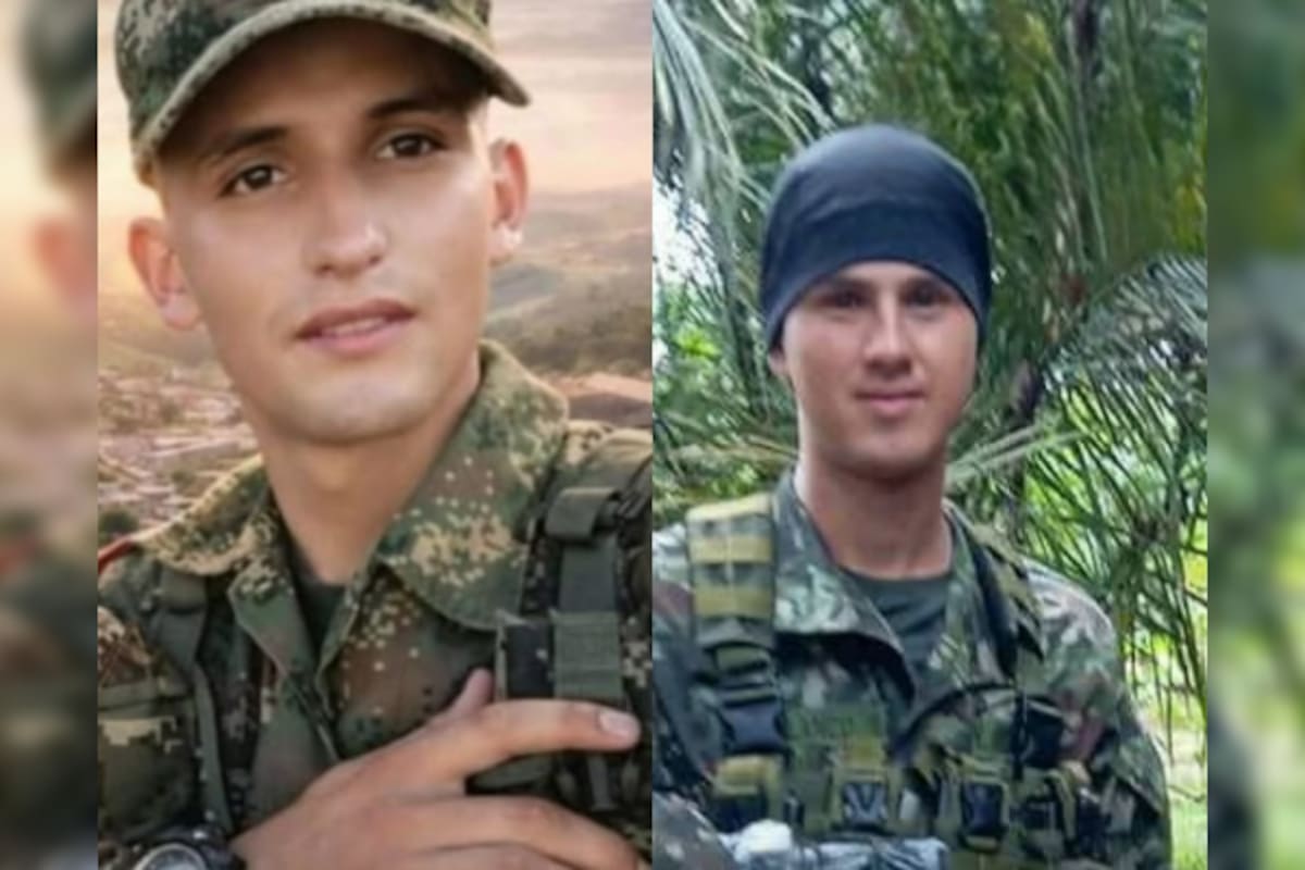 El cabo tercero Jhon Jairo Acuña Cruz y el soldado profesional Luis Eduardo Blanco Hernández, víctimas santandereanas del accidente aéreo en Putumayo.