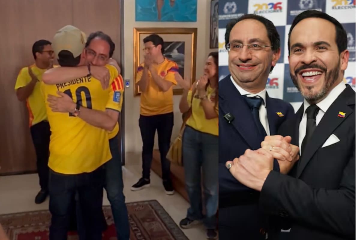 El candidato presidencial Abelardo De La Espriella celebra junto a José Manuel Restrepo el paso a la segunda vuelta electoral. Foto: Captura de video / Redes sociales de Abelardo De La Espriella en X.
