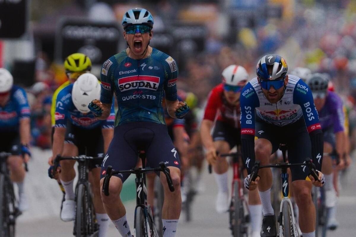 El francés Paul Magnier, del Soudal Quick-Step, se llevó la victoria. Foto: @VoltAlgarve