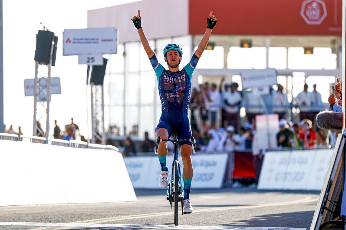 El italiano Antonio Tiberi se adjudicó la tercera etapa de la UAE Tour. Foto: @AbuDhabiSC
