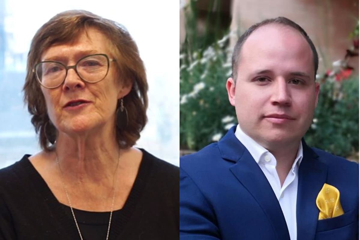 Jenny Pearce y Juan David Velasco Montoya., autores del libro. Foto suministrada/VANGUARDIA